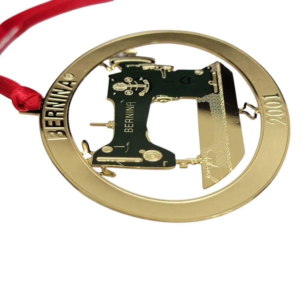 Vintage 2001 Bernina Model 117 Sewing Machine Gold Metal Christmas Ornament